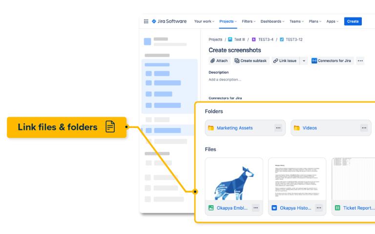 Linking OneDrive documents to a Jira ticket screenshot