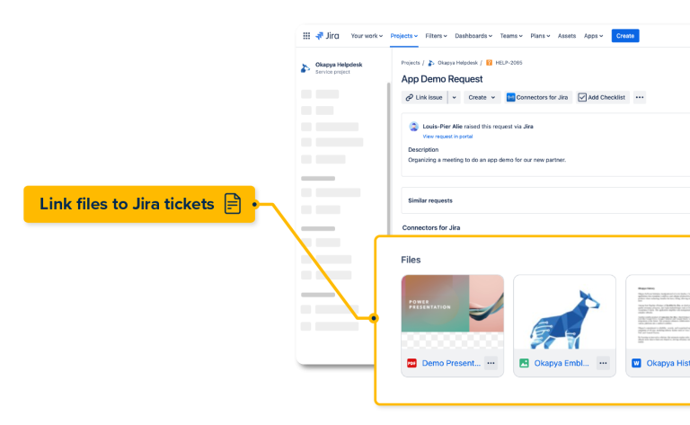 Linking SharePoint files to Jira issue screenshot