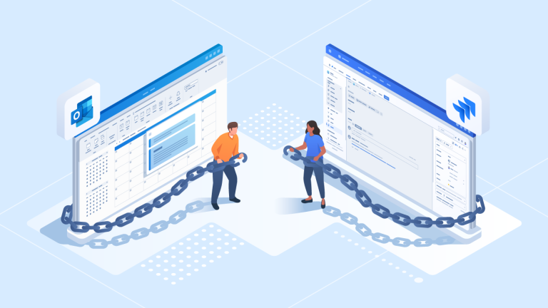 Linking an Outlook meeting to a Jira ticket illustration